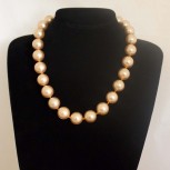 Halskette Muschelkernperlen, Muschelkern-Perlenkette, golden, 50 cm