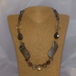 Halskette Bronzit, Jaspis, Rauchquarz, Rutilquarz, 52 cm