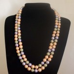 Halskette Muschelkernperlen, Muschelkern-Perlenkette, mehrfarbig, 120 cm