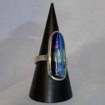 Ring Dichroitisches Glas, Farbeffektglas, 925 Silber, Größe 59,2