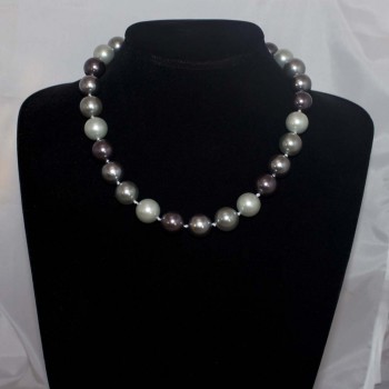 Halskette Muschelkern, Muschelkern-Perlenkette, 46 cm