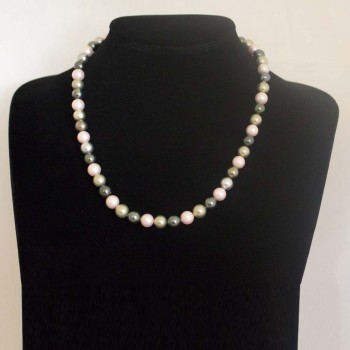 Halskette Muschelkernperlen, Muschelkern-Perlenkette, mehrfarbig, 48 cm