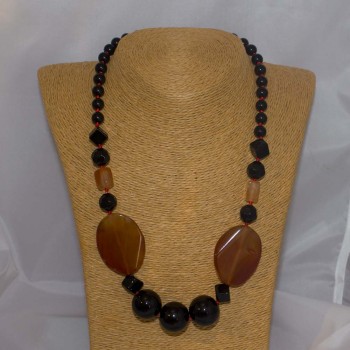 Halskette Onyx, Achat, orange, 53 cm