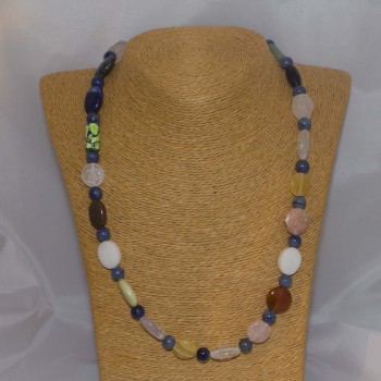 Halskette, Stretchkette, Jaspis, Achat, Quarz, 52 cm