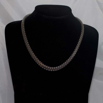 Halskette Edelstahl, oval, Schlauchkette, 50 cm