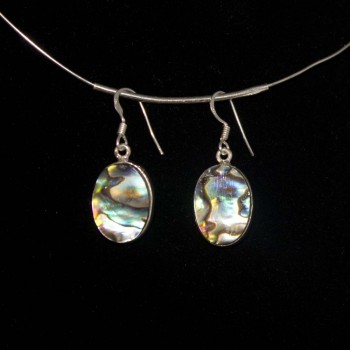 Ohrhänger Abalone, oval, 925 Silber