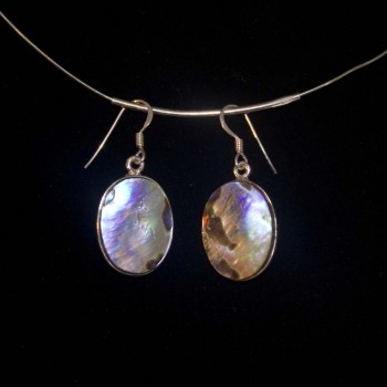 Ohrhänger Abalone, oval, 925 Silber