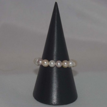 Ring Süßwasserperlen, Stretch, apricot, flieder, weiß