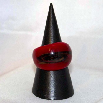 Ring Glas, Glasring, rot, schwarz, verschiedene Größen 56