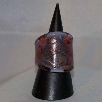 Ring Glas, Glasring, rot, golden, Größe 58