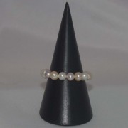 Ring Süßwasserperlen, Stretch, apricot, flieder, weiß