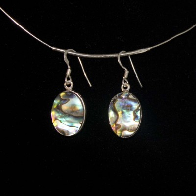 Ohrhänger Abalone, oval, 925 Silber