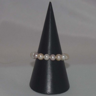 Ring Süßwasserperlen, Stretch, apricot, flieder, weiß