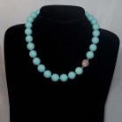 Halskette, Tridacna-Perlenkette, türkis, 47,5 cm