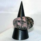 Ring Rhodonit, Rhodonitring, Steinring, oval, Größe 61