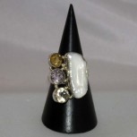 Ring Perle, barock, Citrin, Amethyst, 925 Silber