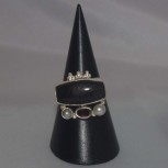 Ring Onyx, Amethyst, Perlen, 925 Silber