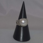 Ring Perle, weiß, 925 Silber