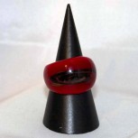 Ring Glas, Glasring, rot, schwarz, verschiedene Größen 58