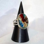 Ring Dichroitisches Glas, Farbeffektglas, 925 Silber, Größe 57,2